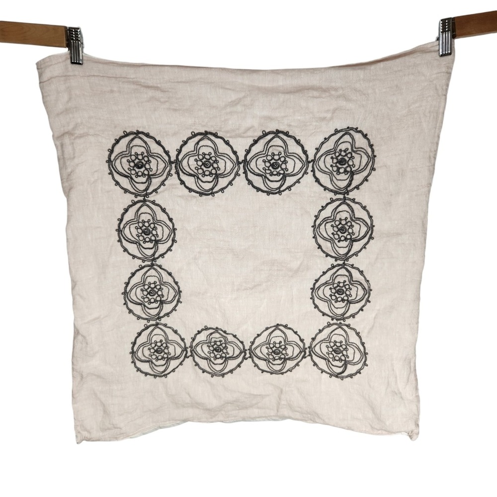 Anthropologie Pillow Cover Embroidered Medallion Kauri Euro Sham 26"‎ Square